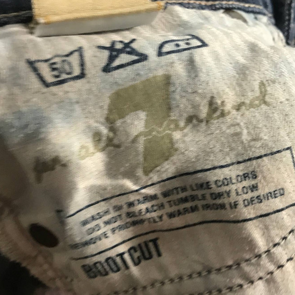 7 For All Mankind Upcycled Cutoff Denim Shorts Medium Wash Embellished Sz 28 - Picture 5 of 12